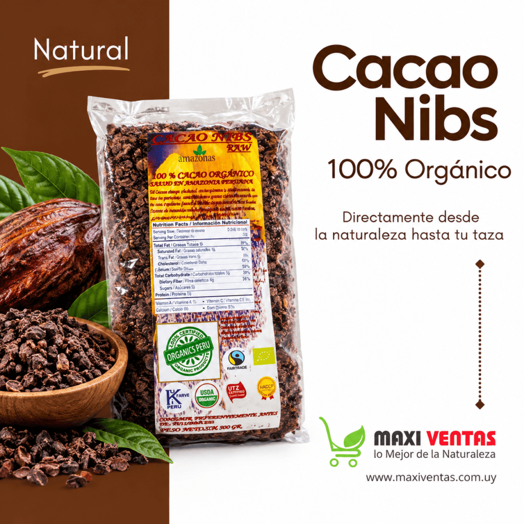 Cacao Nibs Raw, orgánico 500 gr. Peru
