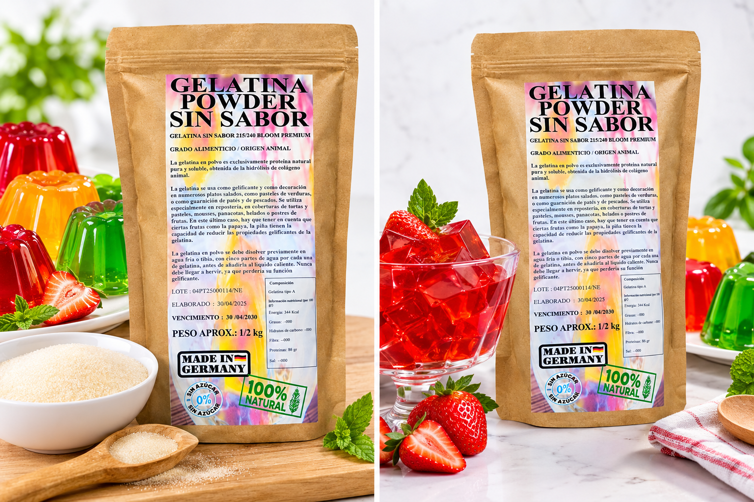 Gelatina En Polvo S/ Sabor Bloom Premium 1/2 Kg. - Imagen 2