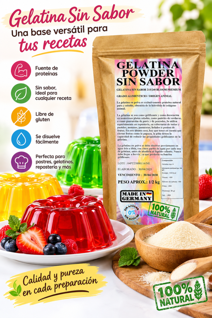 Gelatina En Polvo S/ Sabor Bloom Premium 1/2 Kg.
